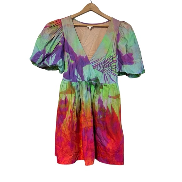 Anthropologie Plenty by Tracy Reese Puff-Sleeve Surplice Dress Size Medium - Picture 2 of 6